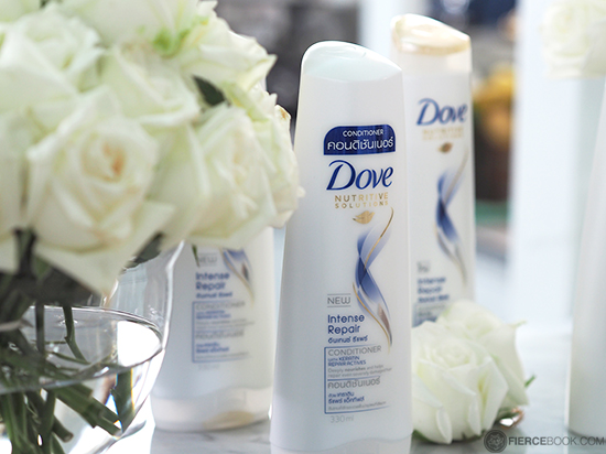 Dove Nutritive Solution Intense Repair โดฟ นูทริทีฟ โซลูชั่น สูตรที่ใช้ในการทดลอง “อินเทนซ์ รีแพร์” เน้นบำรุงล้ำลึกและปรับโครงสร้างผมให้แข็งแรงขึ้น สำหรับผมเสียรุนแรง