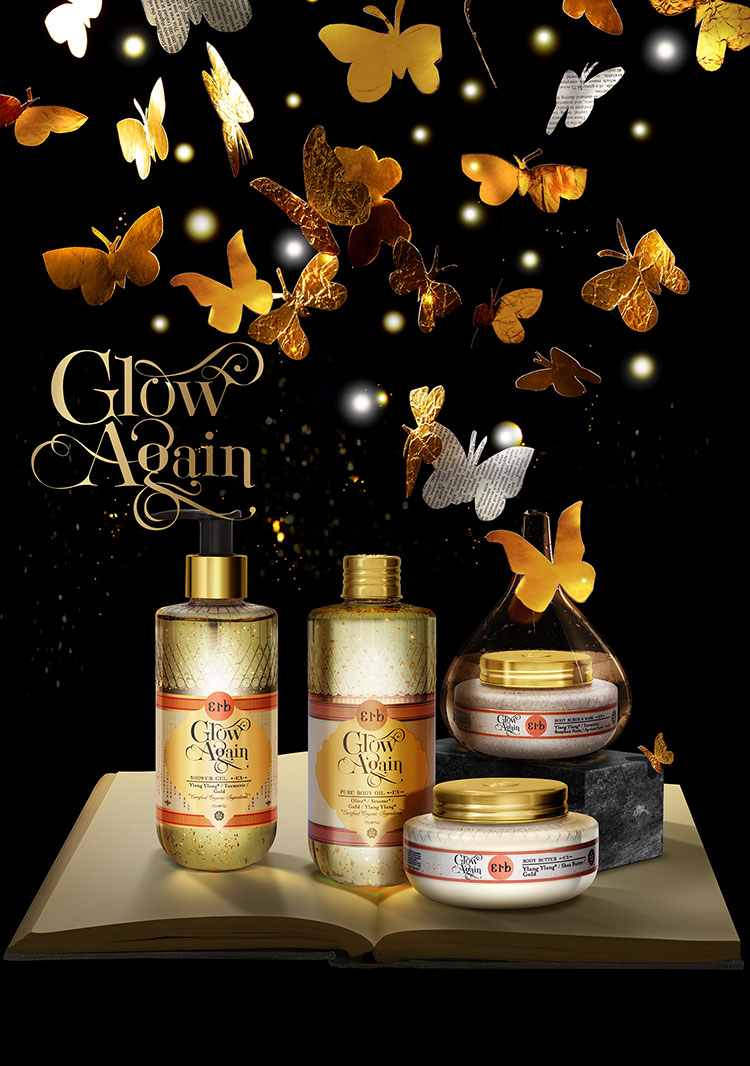 Beauty News, Erb Glow Again, Erb คอลเลคชั่นใหม่, Erb บำรุงผิว, Erb สครับผิว, Erb ออยล์บำรุงผิว, Erb เจลอาบน้ำ, Erb บอดี้บัทเตอร์, Erb ออกใหม่, Erb กลิ่นหอม, Erb อาบน้ำ, Erb ผลิตภัณฑ์อาบน้ำ, Erb ผสมทองคำ, Erb ให้ผิวโกลวสวย, Erb ผิวเปล่งประกาย