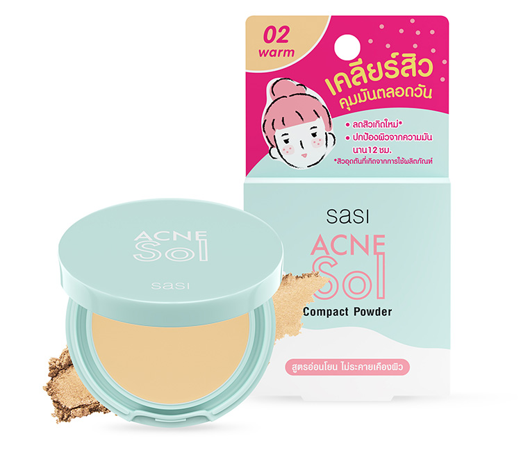Beauty News, sasi Acne Sol Collection, sasi, ศศิ, แบรนด์ไทย, เครื่องสำอางแบรนด์ไทย, สกินแคร์แบรนด์ไทย, เจลแต้มสิว, เจลล้างหน้า, แป้งฝุ่น, แป้งพัฟ, แก้ปัญหาสิว, ดูแลปัญหาสิว, ปลอบประโลมผิว, cica, สิว, มินนี่ ภัณฑิรา พิพิธยากร, พรีเซ็นเตอร์