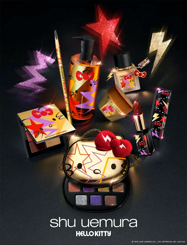 Beauty News, Shu Uemura, Shu Uemura X Hello Kitty Makeup Collection, Holiday collection 2021, Limited Edition, คอลเลคชั่นใหม่, ออกใหม่, Hello Kitty, อายแชโดว์พาเลท, ลิปสติก, ดินสอเขียนคิ้ว, ไฮไลท์เตอร์, ออยล์ล้างหน้า, พาเลทคิตตี้, แปรงรองพื้น, ที่ดัดขนตา, ราคา, เท่าไร