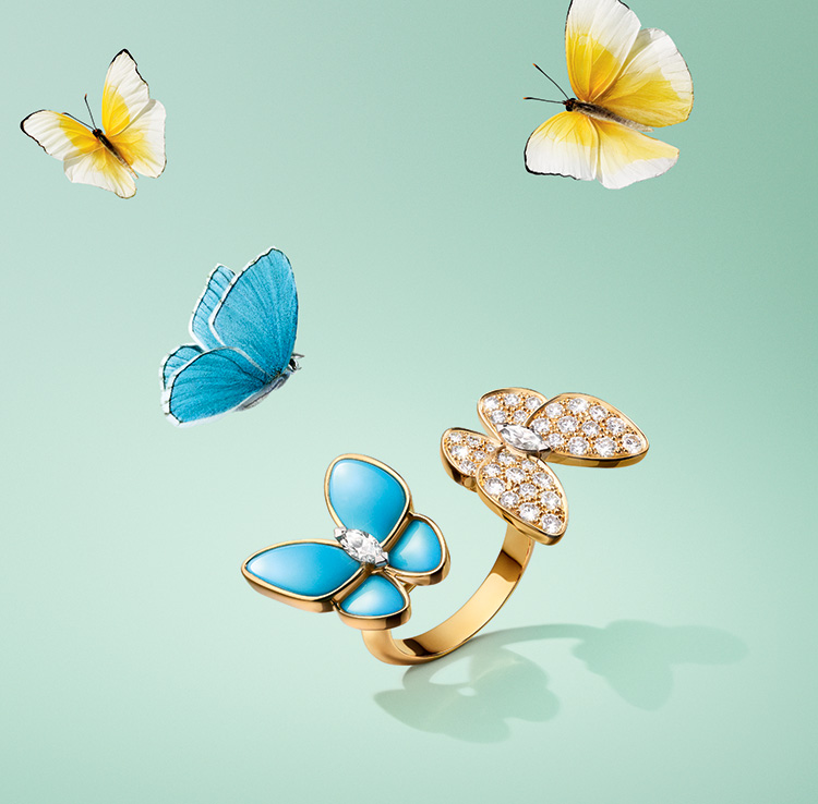 Fashion News, Van Cleef & Arpels, Two Butterfly, คอลเลคชั่นใหม่, ออกใหม่, เครื่องประดับ, จิวเวลรี่, ผีเสื้อ, สร้อย, แหวน, ต่างหู, เครื่องเพชร, อัญมณี, เทอร์ควอยซ์, เพชร