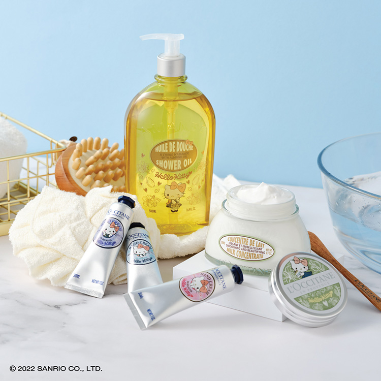 Beauty News, L'Occitane x Hello Kitty, L’Occitane en Provence, Limited Edition, คอลเลคชั่นใหม่, ออกใหม่, มาใหม่, Hello Kitty Almond Shower Oil, Hello Kitty Almond Milk Concentrate, Hello Kitty Shea Hand Cream, ราคา, เท่าไร