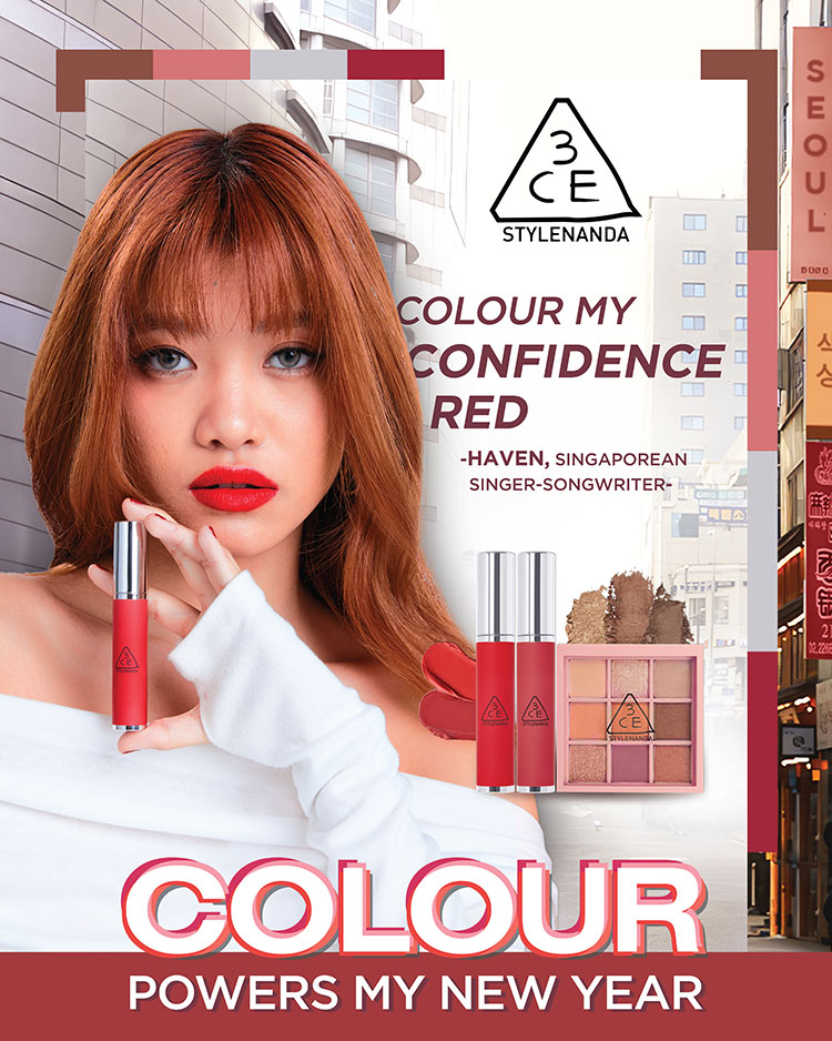 Beauty News, 3CE, COLOUR POWERS MY NEW YEAR, มินนี่ ภัณฑิรา, Teo Cher Win, Haven, Lizz Chloe, Nguyên Lâm Tháo Tâm, Mia Soya, เมคอัพลุค, โปรโมชั่น, พิเศษ, แคมเปญ, ทรีซีอี