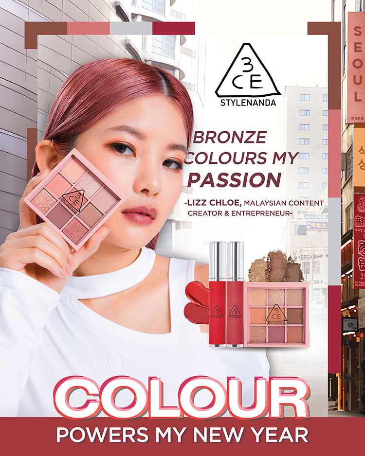 Beauty News, 3CE, COLOUR POWERS MY NEW YEAR, มินนี่ ภัณฑิรา, Teo Cher Win, Haven, Lizz Chloe, Nguyên Lâm Tháo Tâm, Mia Soya, เมคอัพลุค, โปรโมชั่น, พิเศษ, แคมเปญ, ทรีซีอี